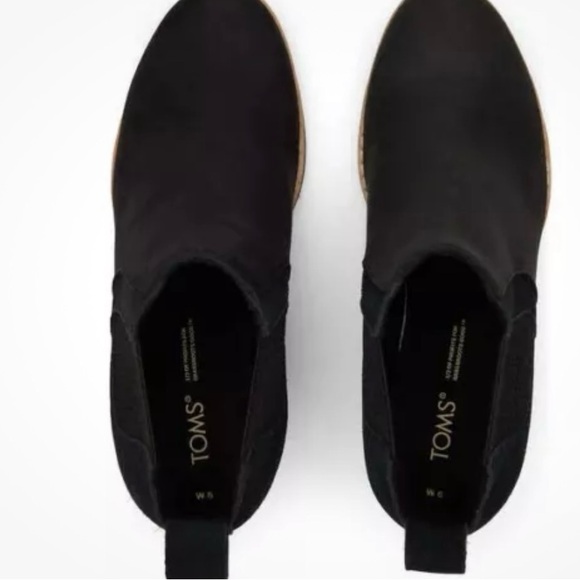 New TOMS Womens Maddie Black
Leather Wedge Boot Waterproof Sz 7.5 - Picture 4 of 10